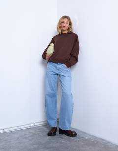 Model wearing Ultimate hoodie in chocolate brown