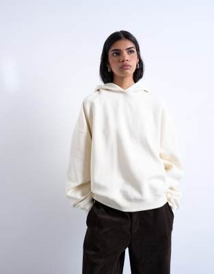 Topshop - Ultimate - Kapuzenpullover in Ecru-Weiß