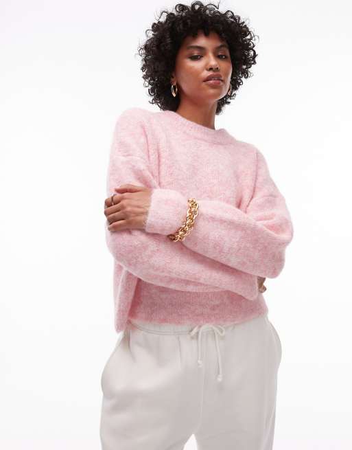 Topshop – Ultimate – Ljusrosa, fluffigt stickad tröja med avslappnad passform, 4 av 4
