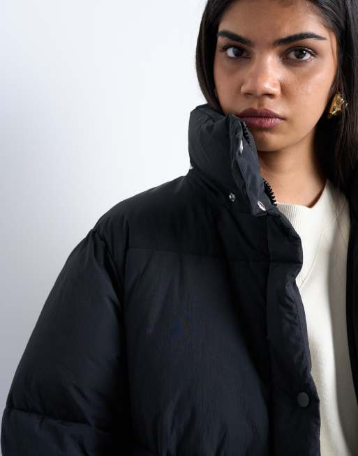 Topshop ultimate longline puffer jacket in black | ASOS