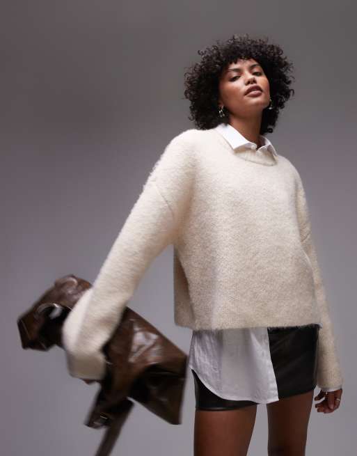 Topshop - Ultimate - Maglione comodo soffice color avorio