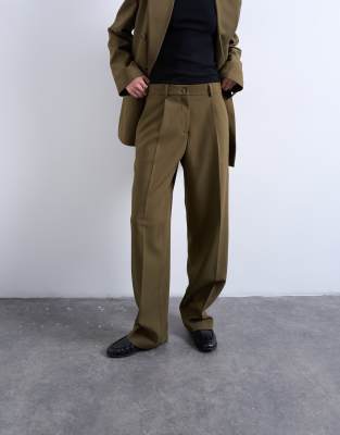 Topshop Ultimate Pleated Slouchy Tailored Pants In Gray