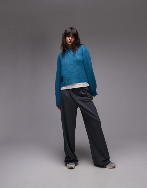 Topshop - Ultimate - Pull décontracté en maille duveteuse - Bleu, 3 de 4