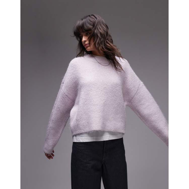 Topshop Ultimate Pull décontracté en maille duveteuse Lilas