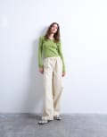 [Topshop] Topshop ultimate pull on wide leg pants in ecru-White 14 Ecru