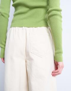 Model wearing Ultimate pull on wide leg trouser in ecru