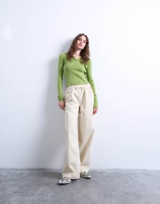 Topshop - Ultimate - Schlupfhose in Ecru mit weitem Bein-Weiß
