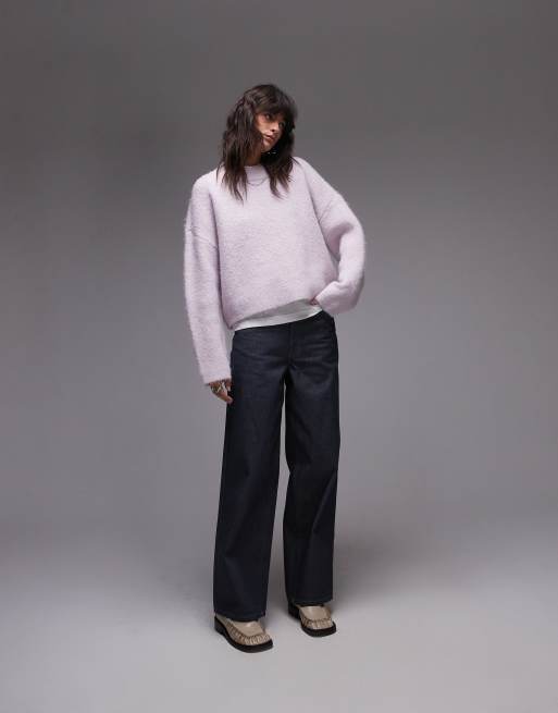 Topshop – Ultimate – Syrénlila, stickad, avslappnad, fluffig tröja, 2 av 4