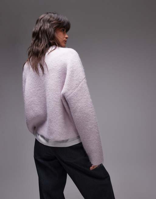 Topshop – Ultimate – Syrénlila, stickad, avslappnad, fluffig tröja, 4 av 4