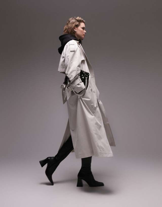 Topshop - ultimate trench coat in stone