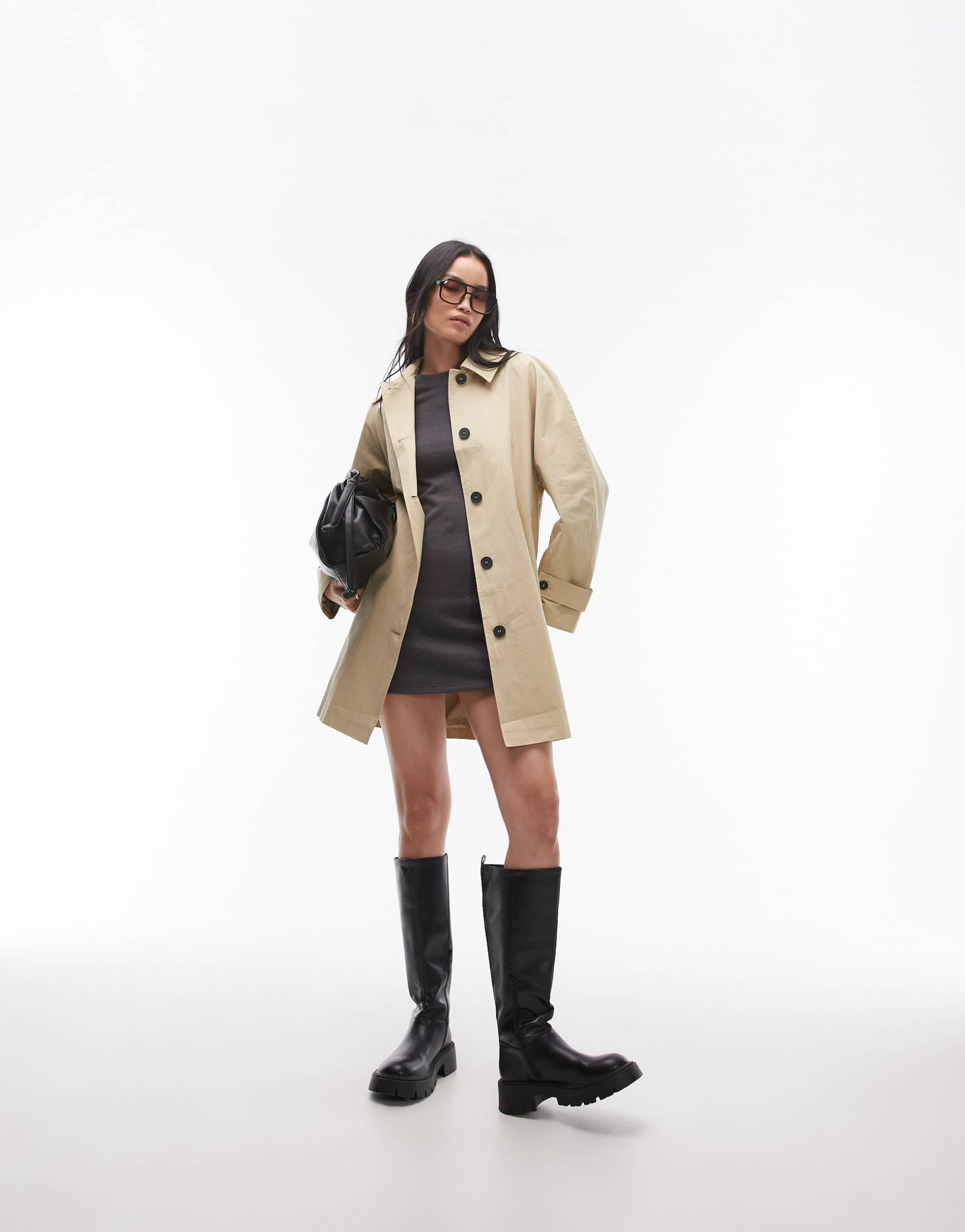 topshop ultimate trench coat in stone