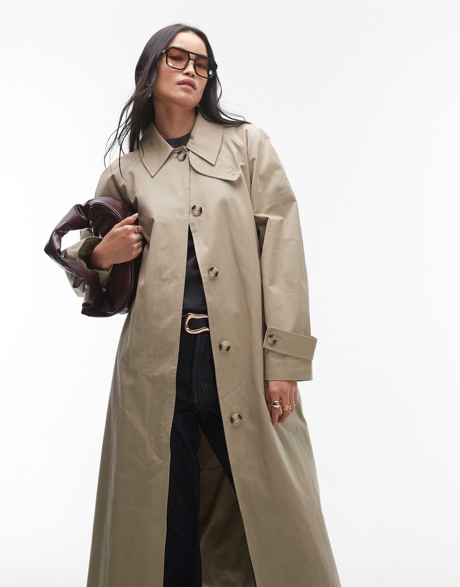 topshop ultimate trench coat in stone