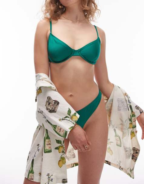 Topshop underwired bikini top in emerald - view 1