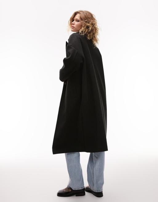 Topshop unlined chuck-on coat in solid black | ASOS