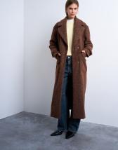 Topshop unlined soft brushed chuck on longline coat in brown