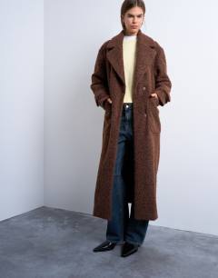 Unlined soft brushed chuck on longline coat in brown