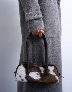 Model wearing Unlined soft brushed chuck on longline coat in charcoal