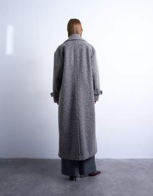 Topshop Unlined Soft Brushed Throw On Longline Coat In Gray