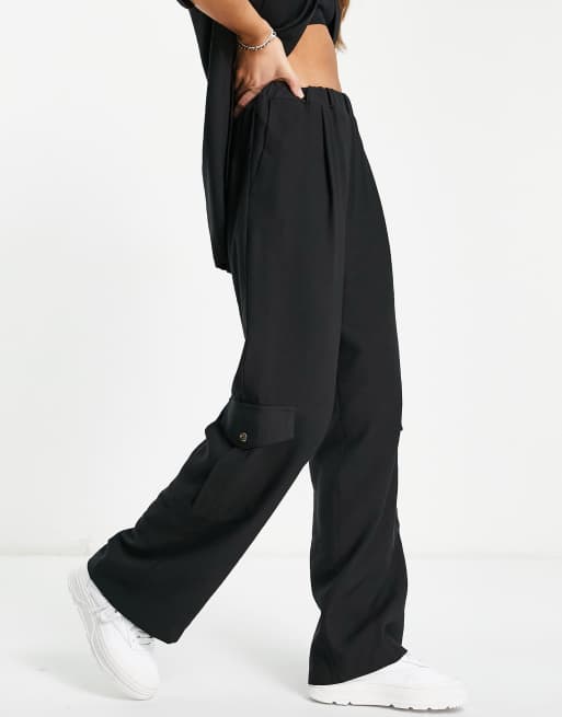 Topshop - Utility-broek met rechte pijpen in zwart