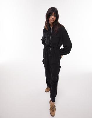 Shop Topshop Utility Jumpsuit In Black