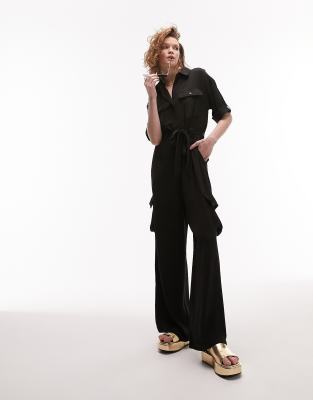 Topshop Utility Jumpsuit With Pockets In Black