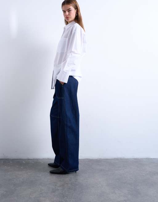 Topshop utility pocket barrel jeans in indigo rinse, 2 of 5