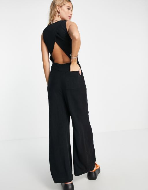 Topshop utility pocket casual jumpsuit in black, 2 of 4