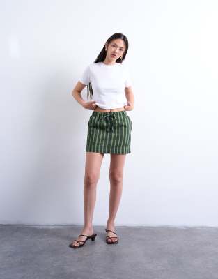 Topshop - Utility-Rock mit mehrfarbigen Streifen und elastischem Bund-Bunt