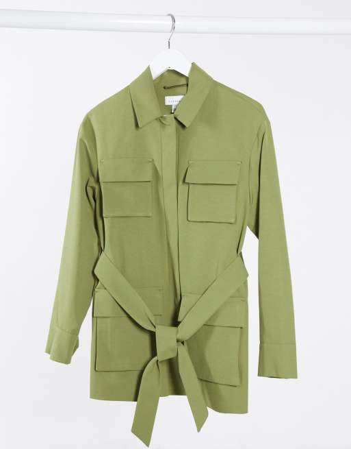 Topshop utility shacket in khaki ASOS