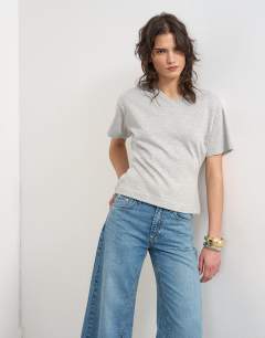 V-neck cinch in grey marl