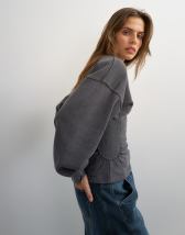 Topshop v-neck cinch waist sweat in black