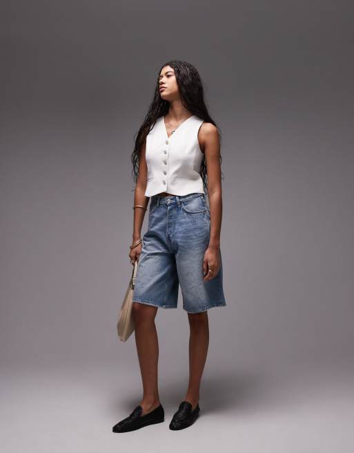 Topshop v neck cropped vest in white, 2 of 4