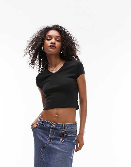 Topshop v-neck everyday t-shirt in black