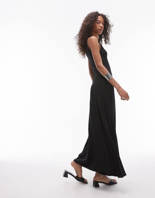 knee length dresses for ladies Jersey V Neck Layering Maxi Dress