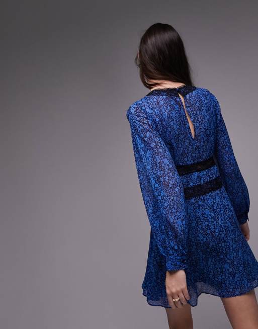 Topshop blue lace dress sale