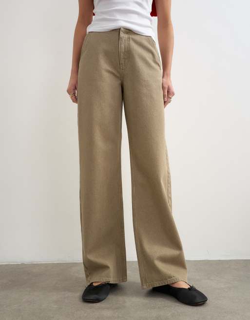Topshop - vaquero sin cinturilla en beige, 2 de 5