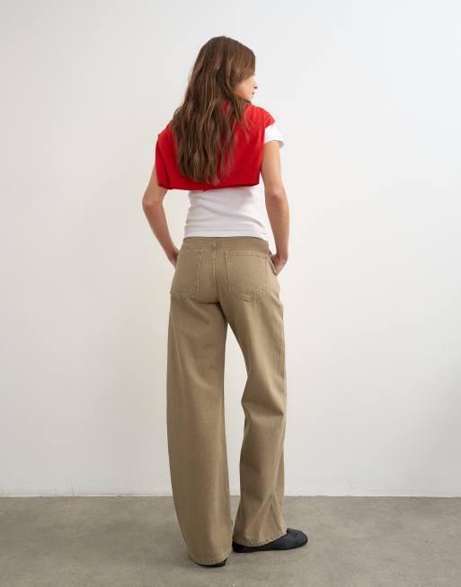 Topshop - vaquero sin cinturilla en beige, 4 de 5