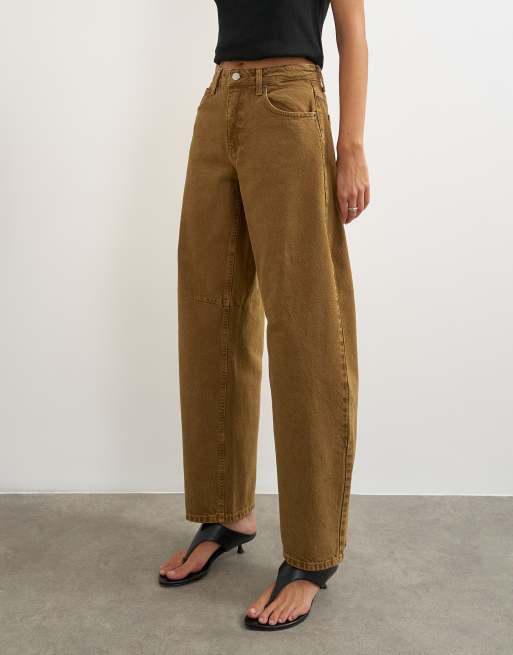 Topshop - vaqueros barrel de talle medio en cumin, 4 de 5