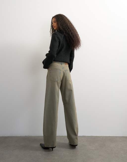 Topshop vaqueros barrel de talle medio en tono marrón, 2 de 5