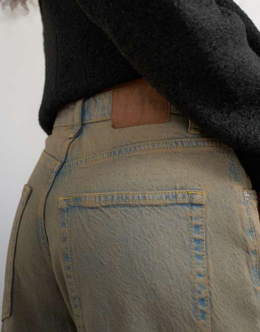 Topshop vaqueros barrel de talle medio en tono marrón, 4 de 5