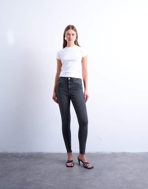 Topshop - vaqueros pitillo de talle alto en negro lavado, 3 de 5