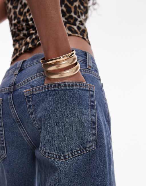 Topshop - vaqueros rectos de talle bajo en azul medio, 3 de 5