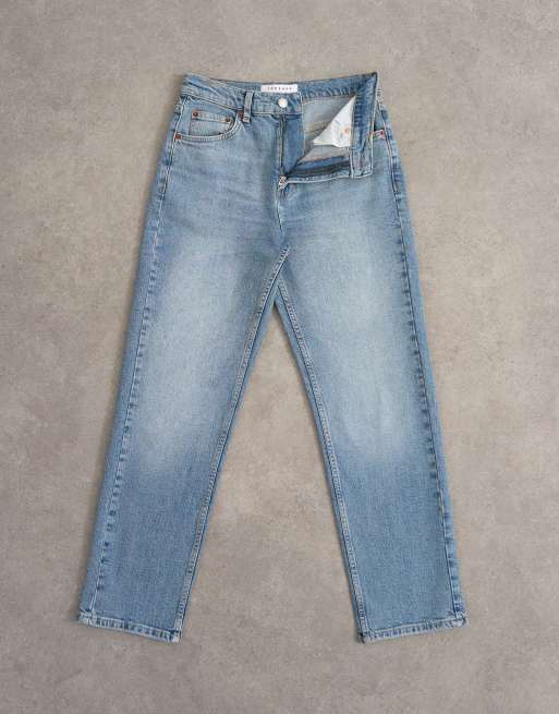 Topshop - vaqueros rectos de talle medio comfort en lavado bleach, 6 de 7