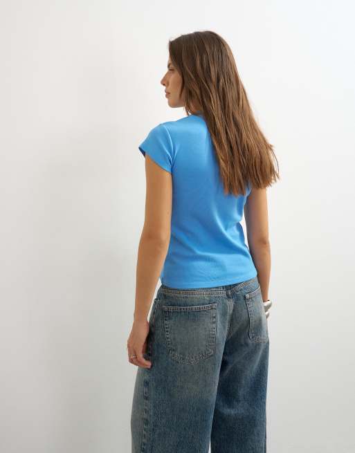 Topshop vardaglig t-shirt i klarblått, 4 av 4