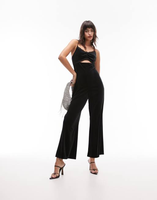 Topshop velvet lace jumpsuit in black | ASOS