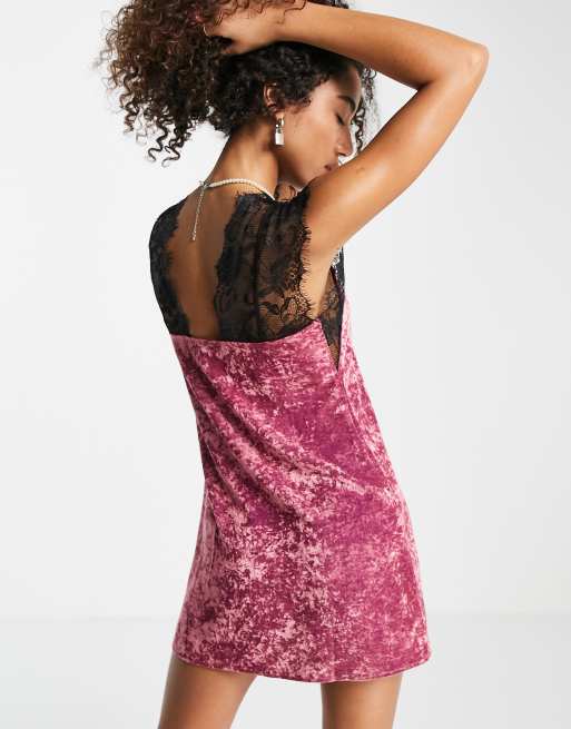 Topshop pink velvet store dress