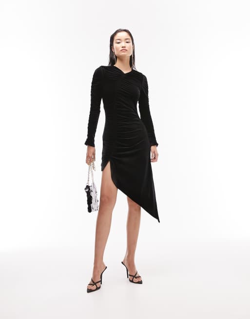 Topshop velvet midi outlet dress