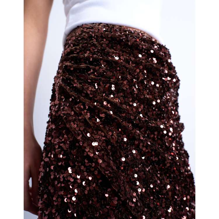 Fashion Topshop Gold Velvet Pleated Skirt Velvet Pleated Midi