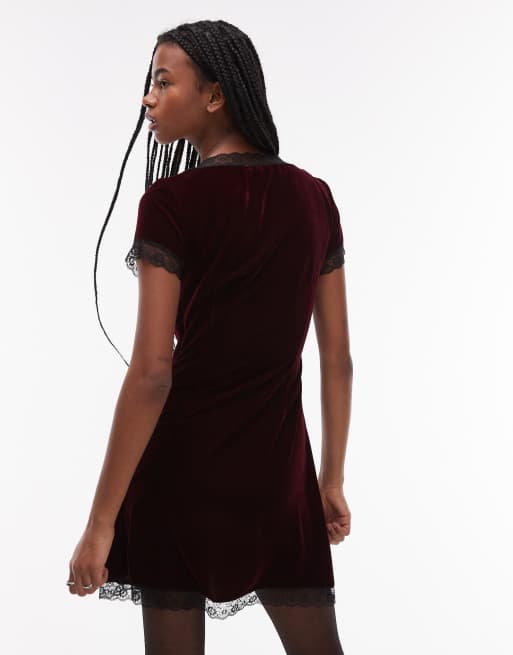 knee length dresses for ladies Rent Topshop Velvet And Lace Midi Slip Dress In Black