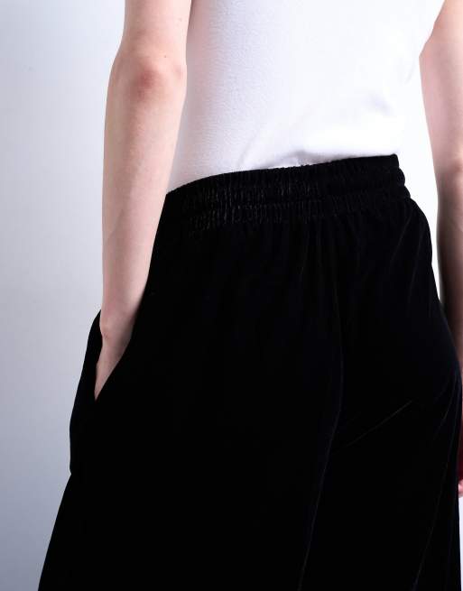 Topshop velvet tie waist sweatpants in black, 2 of 5